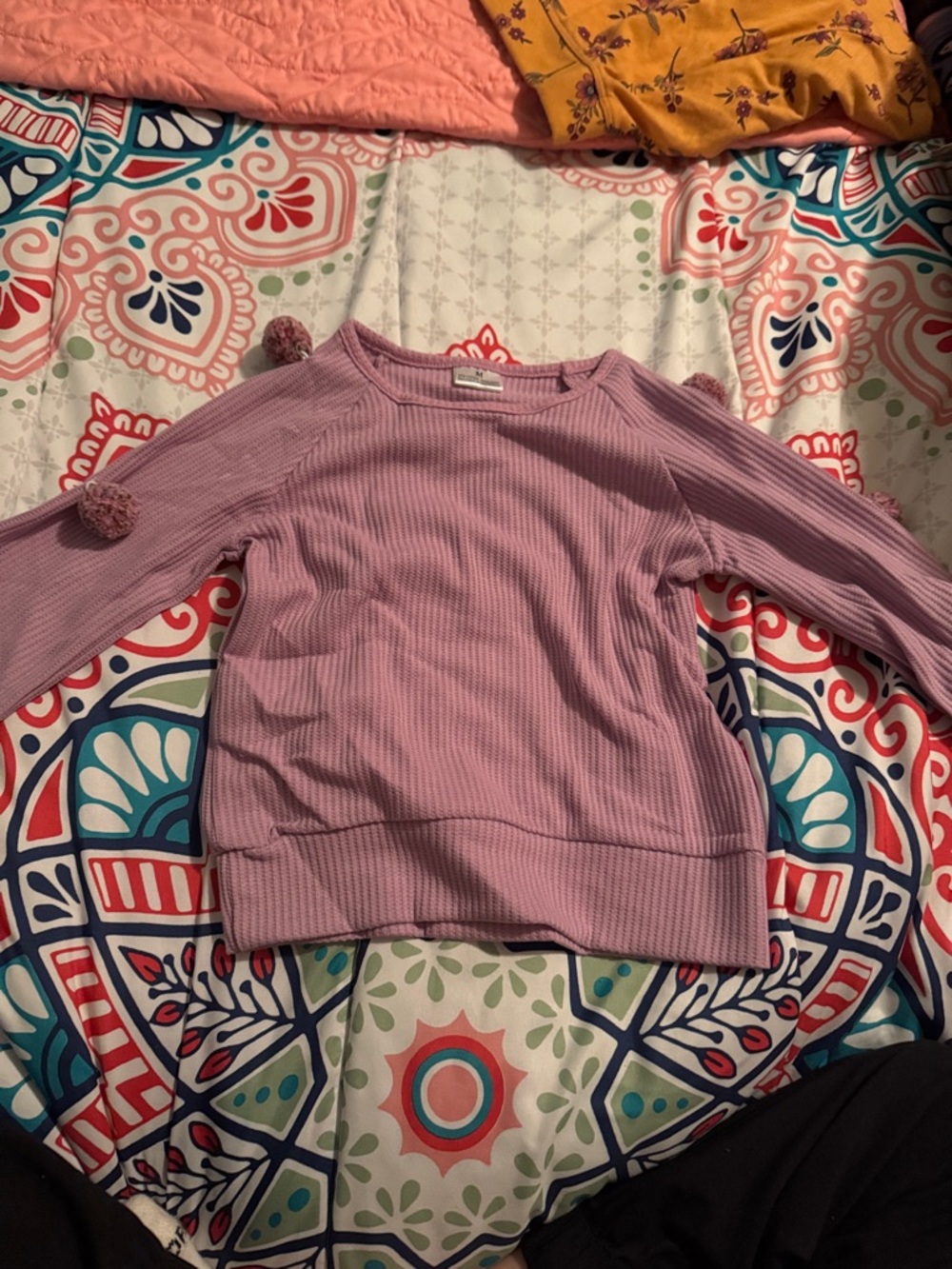 Women's Pom-Pom Ribbed Sweater - Lilac